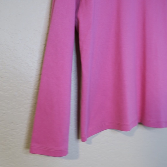 LL Bean Pima Cotton Tee Pink Long Sleeve Top Mock Neck Layer Casual Lounge M - Picture 3 of 7